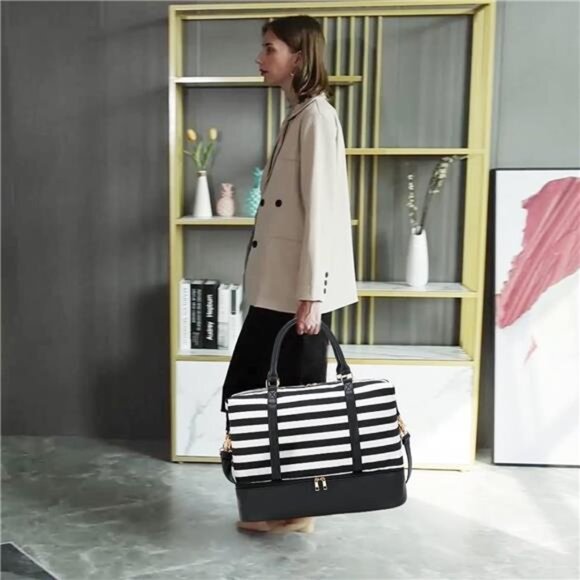 Womens Travel Weekender Bag Canvas Carry on Overnight Tote Luggage Duffel Bags - Picture 3 of 7